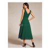 Šaty na ples zelené asymetrické šifonové s ramínky – Ever Pretty EG61926DG44