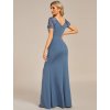 Elegantní šaty modrošedé dlouhé s rozparkem a flitry – Ever Pretty EM01669DN44