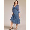 Plesové šaty modrošedé třpytivé s dlouhým rukávem – Ever Pretty EE01977DN36