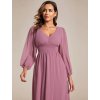 Večerní šaty růžové šifonové dlouhý rukáv elegantní – Ever Pretty EG01929OD40