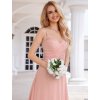Večerní šaty růžové dlouhé šifonové elegantní – Ever Pretty ESS0055PK36