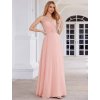 Společenské šaty růžové dlouhé šifonové s krajkou – Ever Pretty ESS0055PK36