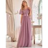 Plesové šaty starorůžové dlouhé s tylovou sukní – Ever Pretty EP00904OD36