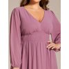 Večerní šaty růžové šifonové dlouhý rukáv elegantní – Ever Pretty EG01929OD48