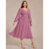 Plesové šaty starorůžové midi s elastickým pasem – Ever Pretty EG01929OD48