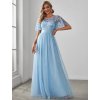 Šaty na svatbu bleděmodré dlouhé s flitry – Ever Pretty EP00904BL36