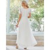 Elegantní svatební šaty bílé s krátkým rukávem – Ever Pretty EE01489WH