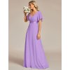 Šaty na svatbu levandulově fialové dlouhé šifonové s krátkým rukávem – Ever Pretty EP09890LV