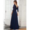 Šaty na svatbu tmavě modré dlouhé šifonové s flitry a tříčtvrtečním rukávem – Ever Pretty EP00751NB36