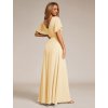 Večerní šaty žluté dlouhé šifonové s volným rukávem a rozparkem – Ever Pretty ESS0050YL
