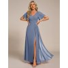 Šaty na svatbu dlouhé modré šifonové s rozparkem – Ever Pretty ESS0050DN, prodává Modion.cz