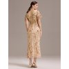 Večerní šaty zlaté dlouhé tylové s flitry – Ever Pretty EE02370GD