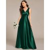 Večerní šaty zelené smaragdové dlouhé saténové s kapsami – Ever Pretty ES02326DG