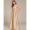 Společenské šaty zlaté dlouhé saténové s kapsami – Ever Pretty ES02326CH