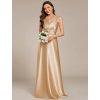 Šaty na svatbu zlaté dlouhé saténové s kapsami – Ever Pretty ES02326CH