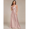 Plesové šaty růžové pudrové dlouhé saténové s kapsami – Ever Pretty ES02326MV