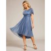 Společenské midi šaty modrošedé – Sophia (detail sukně)