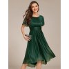 Plesové šaty smaragdově zelené třpytivé šifonové s asymetrickým střihem a rukávem – Ever Pretty EG55159DG