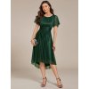 Společenské midi šaty smaragdové zelené – Sophia (přední pohled)