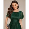 Šaty na svatbu smaragdově zelené třpytivé šifonové s asymetrickým střihem a rukávem – Ever Pretty EG55159DG
