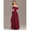 Večerní šaty dlouhé červené šifonové se spadlými rukávy – Ever Pretty ES02365BD, prodává Modion.cz