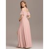 Šaty na ples světle růžové šifonové dlouhé s rozparkem – Ever Pretty ES02365PK