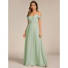 Společenské dlouhé šaty mátové zelené – Ismeria (přední pohled)