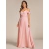 Společenské dlouhé šaty růžové – Ismeria (přední pohled)