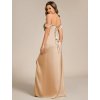 Šaty na ples zlaté saténové dlouhé s rozparkem – Ever Pretty ES02320CH