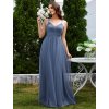 Společenské dlouhé šaty modrošedé – Bellisima (přední pohled)