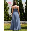 Plesové šaty dlouhé modré tylové s křížením na zádech – Ever Pretty ESS0056DN, prodává Modion.cz