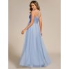 Večerní šaty dlouhé modré tylové s křížením na zádech – Ever Pretty ESS0056IB, prodává Modion.cz