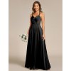 Šaty na svatbu černé dlouhé saténové elegantní – Ever Pretty ES02692BK