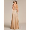 Plesové šaty zlaté dlouhé saténové s otevřenými zády – Ever Pretty ES02692CH