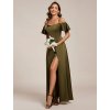 Společenské dlouhé šaty zelené olivové – Hermosa (celkový pohled)