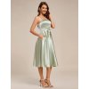 Společenské midi šaty mátové zelené – Camilla (celkový pohled)