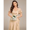 Večerní šaty saténové zlaté midi s volánem – Ever Pretty ES02336CH