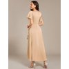 Šaty na ples saténové champagne zlaté midi asymetrické – Ever Pretty ES02336CH