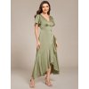 Společenské šaty saténové šalvějově zelené midi s volánem – Ever Pretty ES02336SG