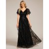 Společenské šaty černé dlouhé flitrové tylové – Ever Pretty EE02314BK