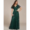 Společenské šaty tmavě zelené smaragdové dlouhé celotřpytivé tylové - EE02314DG | Modion.cz