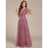 Společenské dlouhé šaty starorůžové – Galatea (celkový pohled)