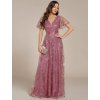 Společenské šaty starorůžové dlouhé flitrové tylové – Ever Pretty EE02314OD