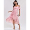Společenské midi šaty růžové se vzorem – Julietta (celkový pohled)