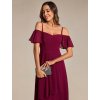 Šaty na svatbu vínově červené asymetrické šifonové s lehkou sukní – Ever Pretty EG02103BD