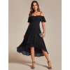 Plesové šaty černé asymetrické šifonové s lehkou sukní – Ever Pretty EG02103BK