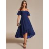 Společenské šaty modré tmavě modré asymetrické šifonové – Ever Pretty EG02103NB