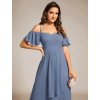 Šaty na svatbu modré modrošedé asymetrické šifonové – Ever Pretty EG02103DN