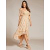 Šaty na svatbu béžové asymetrické šifonové s lehkou sukní – Ever Pretty EG02103LR Plesové šaty béžové asymetrické šifonové s lehkou sukní – Ever Pretty EG02103LR