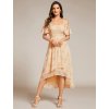 Společenské šaty béžové asymetrické šifonové s lehkou sukní – Ever Pretty EG02103LR